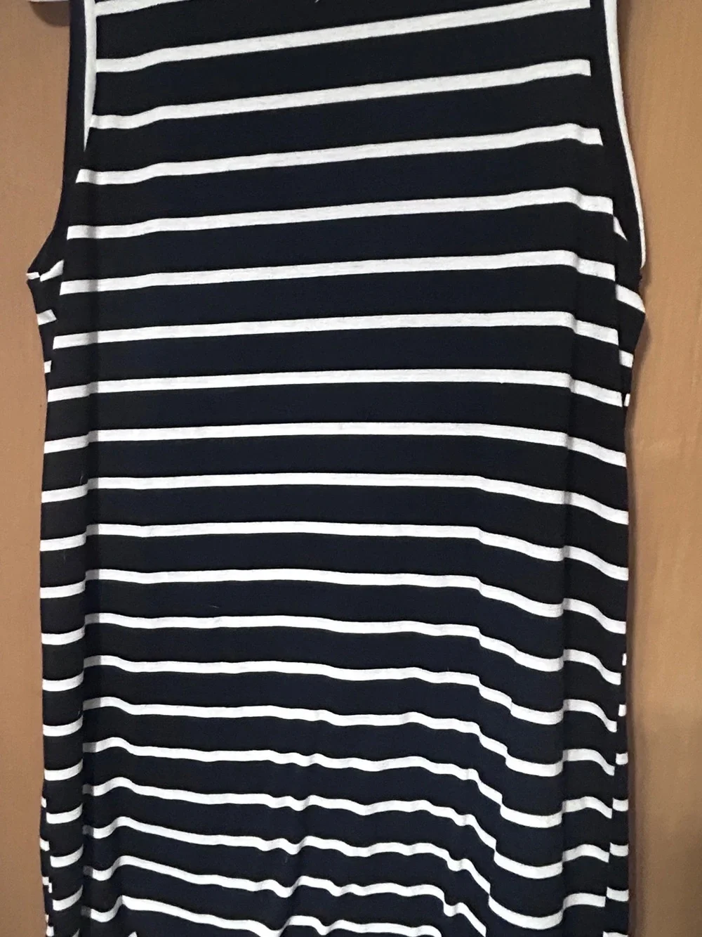 Sleeveless Black and White Striped Women's Tank Dress